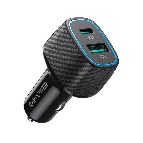 Ravpower RP-VC009 48W Dual Port Car Charger with PD30W + QC3.0 Black Offline