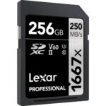 Lexar 256GB Professional Silver Pro SDXC UHS-Ii Card, Up To 280MB/s Read, 160MB/s Write, C10 U3 V60 - Lsdsipr256g-Bnnng