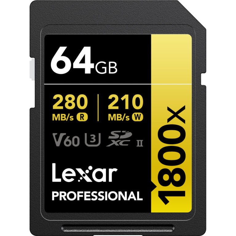 Lexar Professional 1800x SDXC UHS-Ii 64GB Memory Card 270MB/s - 180MB/s C10 V60 U3