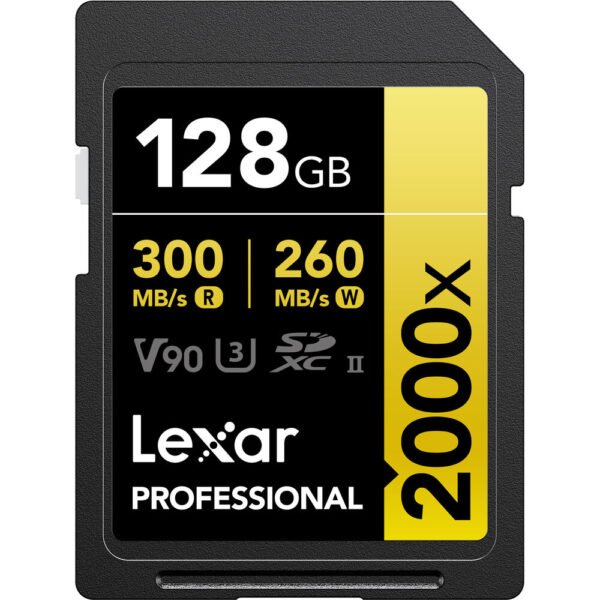 Lexar Professional 2000x Sdhc UHS-Ii 128GB Memory Card 300MB/s - 260MB/s C10 V90 U3 - Lsd2000128g-Bnnng