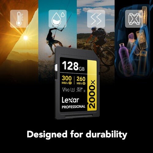 Lexar Professional 2000x Sdhc UHS-Ii 128GB Memory Card 300MB/s - 260MB/s C10 V90 U3 - Lsd2000128g-Bnnng