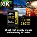 Lexar Professional 2000x Sdhc UHS-Ii 256GB Memory Card 300MB/s - 260MB/s C10 V90 U3 - Lsd2000256g-Bnnng