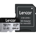 Lexar 64GB Professional Silver Plus microSDXC UHS-I Card, Up To 205MB/s Read 100MB/s Write C10 V30 U3 - Lmssipl064g-Bnang