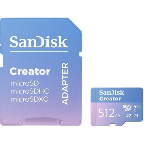Sandisk Creator Micro SD Card 512GB 190MB/s Read 130MB/s Write