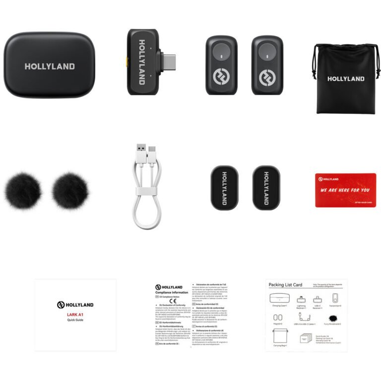 Hollyland Lark A1 Duo 2-Person Wireless Microphone System With USB-C Connector For Mobile Devices (Space Gray, 2.4GHz)