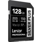Lexar 128GB Professional Silver Plus SDXC UHS-I Card, Up To 205MB/s Read 150MB/s Write C10 V30 U3 - Lsdsipl128g-Bnnng