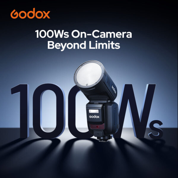 Godox V100F TTL Round Head Camera Flash with Touch Screen for Fuji