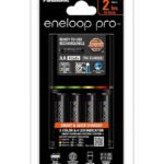 Panasonic K-Kj55hcc40h Eneloop Pro Aa Rechargeable Battery Pack Of 4 With Charger 2450mAh (Black)