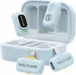 Hollyland Lark A1 Combo 2-Person Wireless Microphone System with USB-C and Lightning Connectors for Mobile Devices (Sky