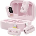 Hollyland Lark A1 Combo 2-Person Wireless Microphone System with USB-C and Lightning Connectors for Mobile Devices (Cloud Pink, 2.4 GHz)