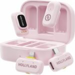 Hollyland Lark A1 Combo 2-Person Wireless Microphone System with USB-C and Lightning Connectors for Mobile Devices (Cloud Pink, 2.4 GHz)