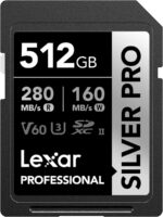 Lexar 512GB Professional Silver Pro SDXC UHS-Ii Memory Card, Up To 280MB/s Read, 160MB/s Write C10 U3 V60 - Lsdsipr512g-Bnnng