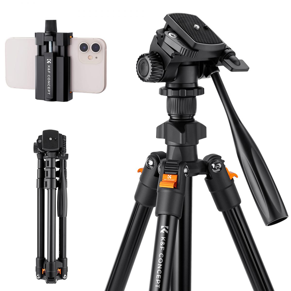 KF09.115-1-1200x1200-1.jpg K&F Concept KF09.115 Lightweight Video Travel Tripod with Smartphone Clamp
