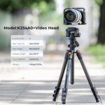 K&F Concept KF09.115 Lightweight Video Travel Tripod with Smartphone Clamp