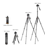 K&F Concept KF09.115 Lightweight Video Travel Tripod with Smartphone Clamp