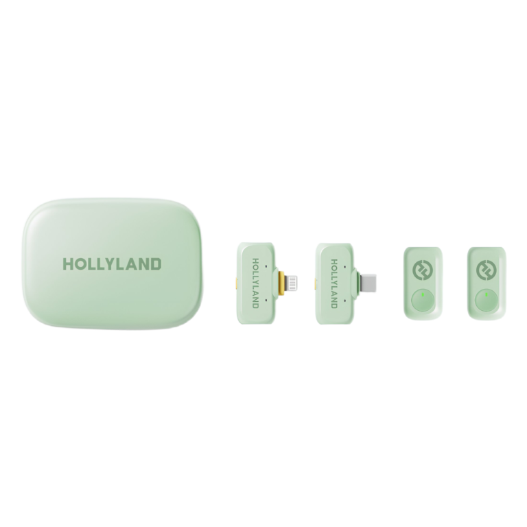 Hollyland Lark A1 Combo 2-Person Wireless Microphone System with USB-C and Lightning Connectors (Mint Green, 2.4 GHz)