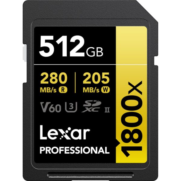 Lexar Professional 512GB 1800x SDXC UHS-II Memory Card