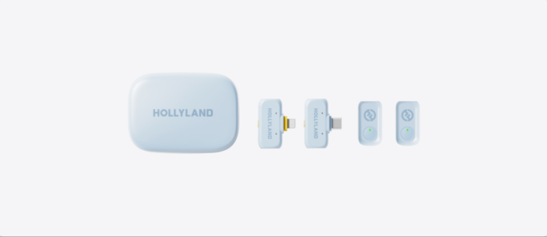 Hollyland Lark A1 Combo 2-Person Wireless Microphone System with USB-C and Lightning Connectors for Mobile Devices (Sky Blue, 2.4 GHz)