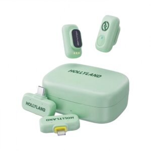 Hollyland Lark A1 Combo 2-Person Wireless Microphone System with USB-C and Lightning Connectors (Mint Green, 2.4 GHz)